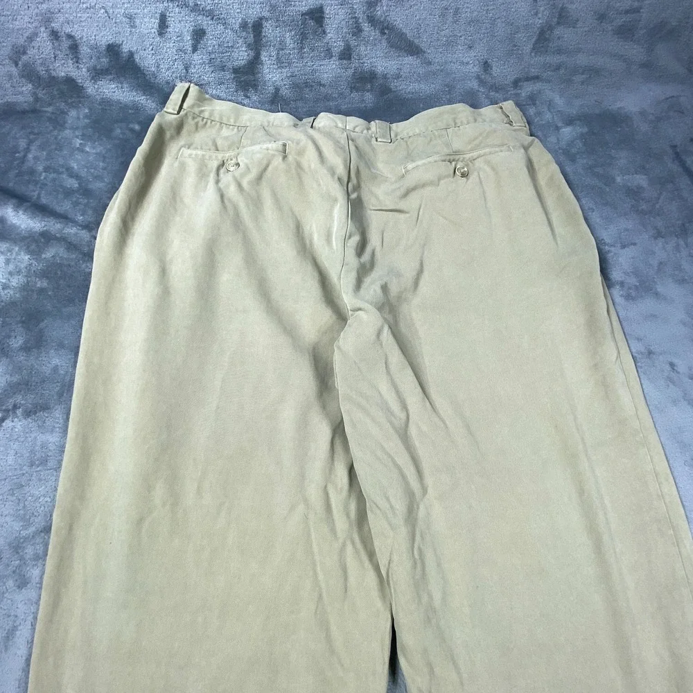 Tommy Bahama Pants Mens 36x28 Khahki‎ Chino Pleated 100% Silk Relax Casual *